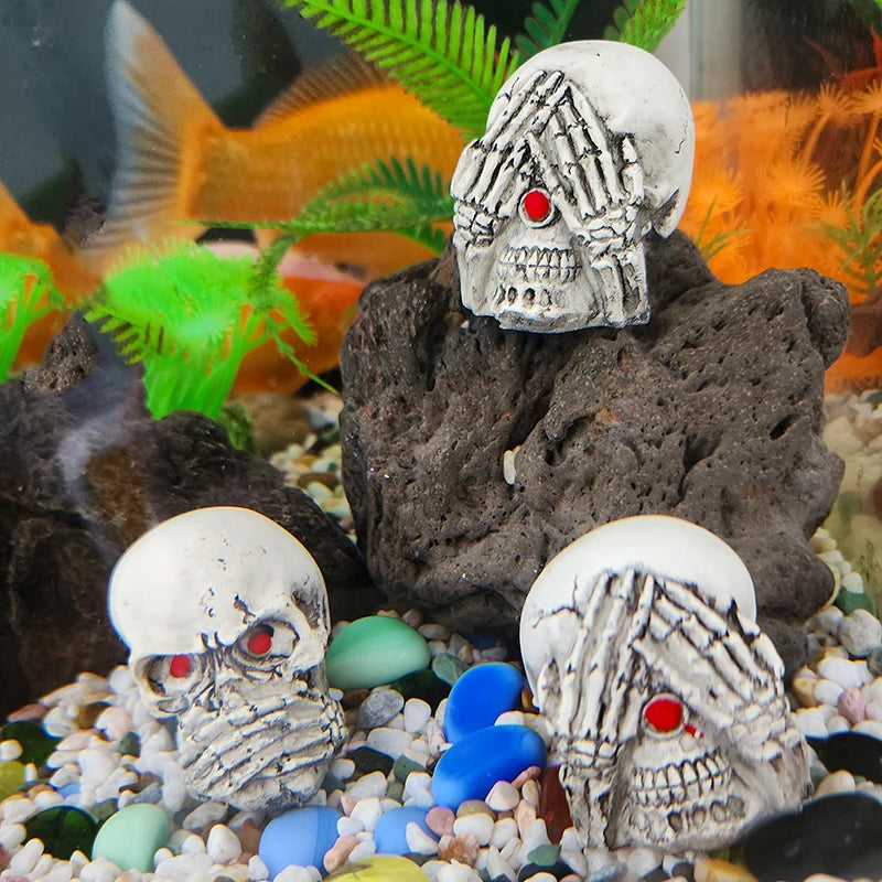 Resin Aquarium Ornaments Decoration Simulated Character Skull Decoration For Fish Tank Ornament Aquatic Pet Supplies Decorations