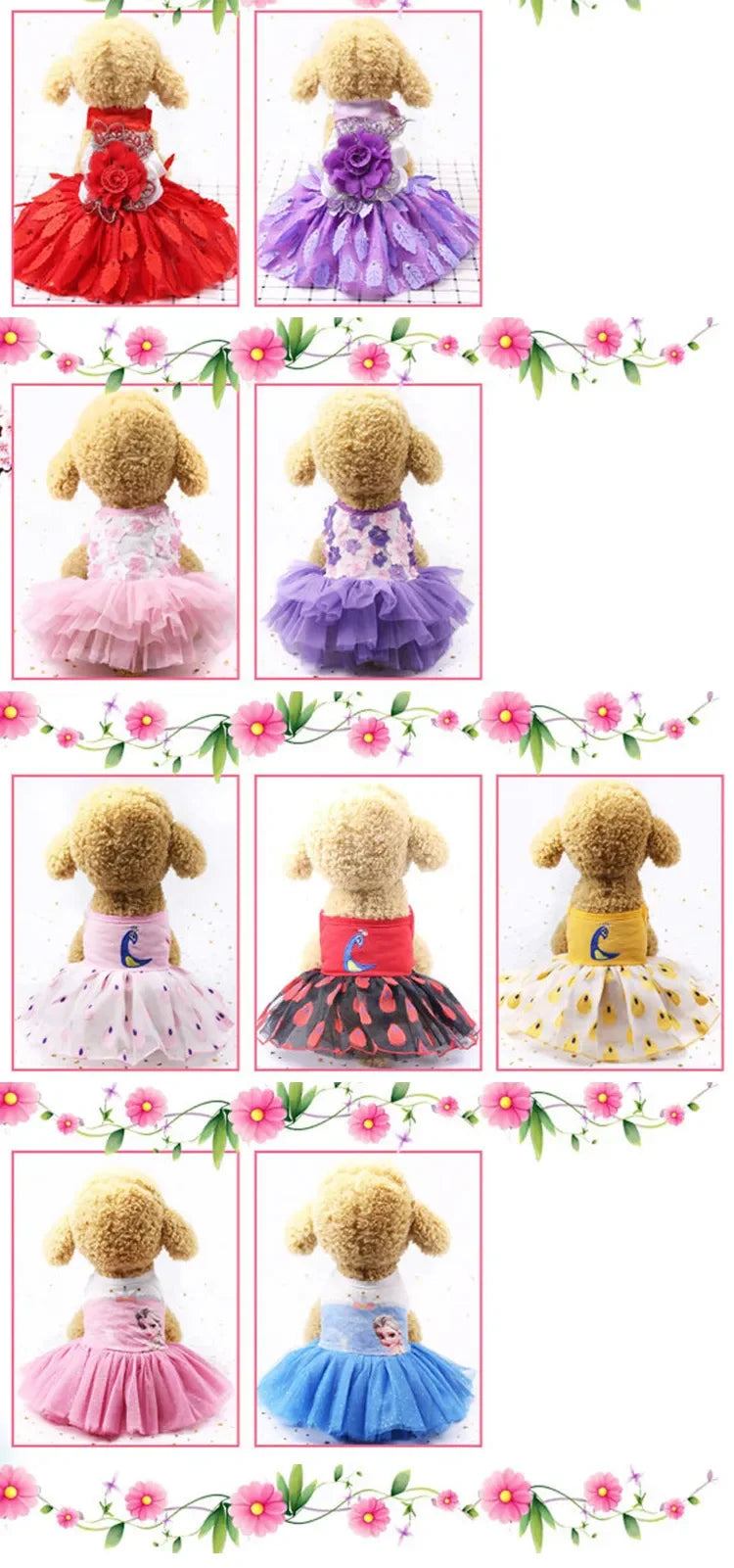 10PCS Pets Accessaries Dogs Cats Princess Flower Lace Dress For Pet Wedding Party Spring Summer small Teddy girl ropa para perro