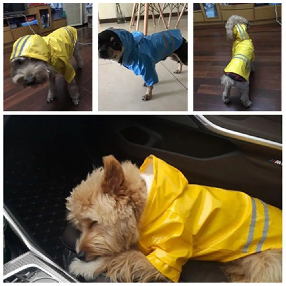 Dog Raincoat Waterproof Puppy Rain Jacket Outdoor Reflective Doggy Raincoat for Small Dogs Cats Pug Poncho Rainwear Pet Clothing