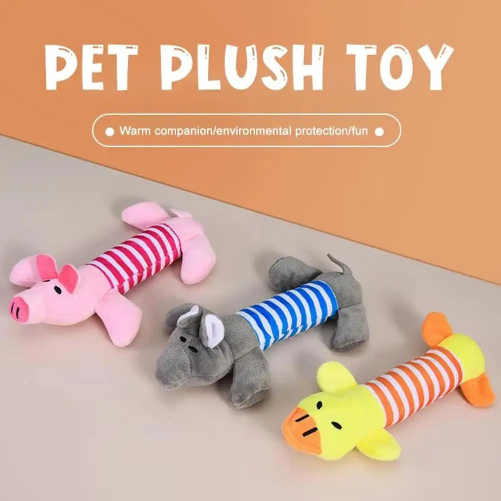 Pet Toys Cute Pet Chewing Teething Toys Cartoon Embroidery Bite-resistant Decompression Duck Pig Elephant Sounding Toys