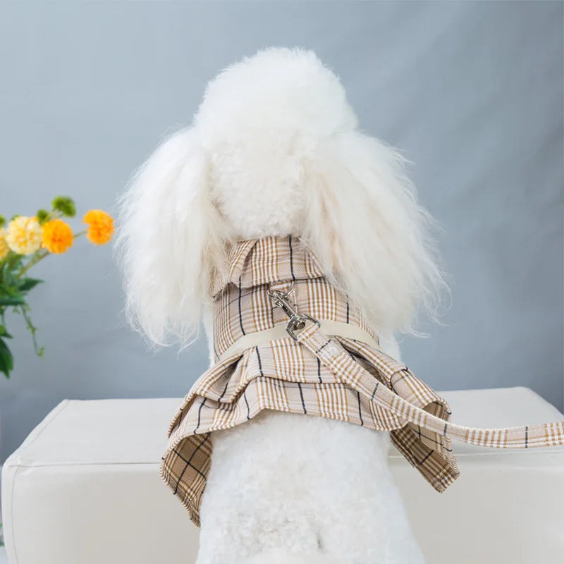 2023New Dog Harness Elegant Comfortable Breathable Pet Dress Collar For Small Dogs Fashion Lovers Vest Dog Harness and Leash Set