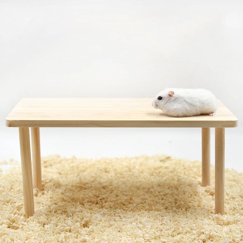 Smooth Hamster Hideaway Wooden Hamster House with Climbing Ladder Small Pet Castle Arch Bridge for Dwarf Mice Gerbils Small Pets