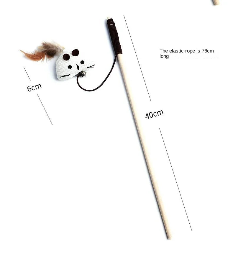 1PC Teaser Feather Toys Kitten Funny Colorful Rod Cat Wand Toys Wood Pet Cat Toys Interactive Stick Pet Cat Supplies