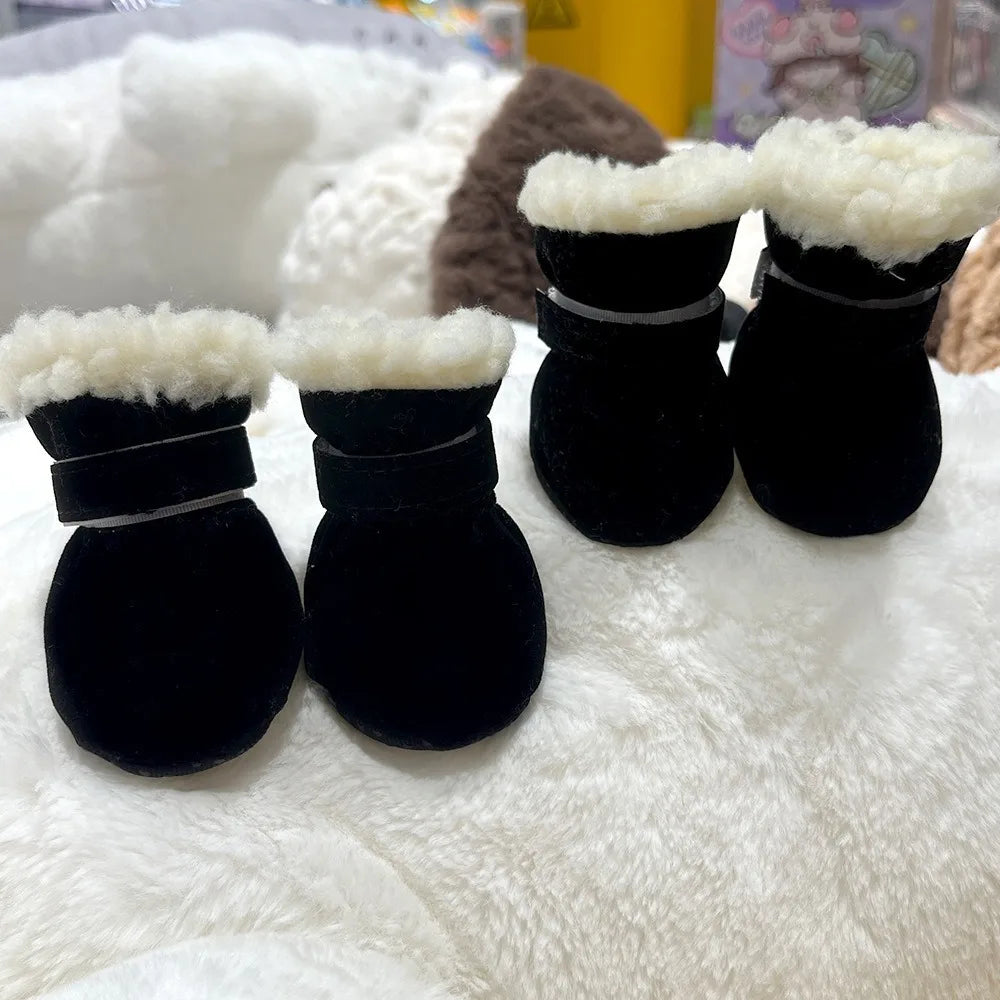 Solid Chamois Velvet Dog Socks Winter Outdoor Walking Chihuahua Non Slip Shoes for Puppy Soft Warm Accessories Feet Protector