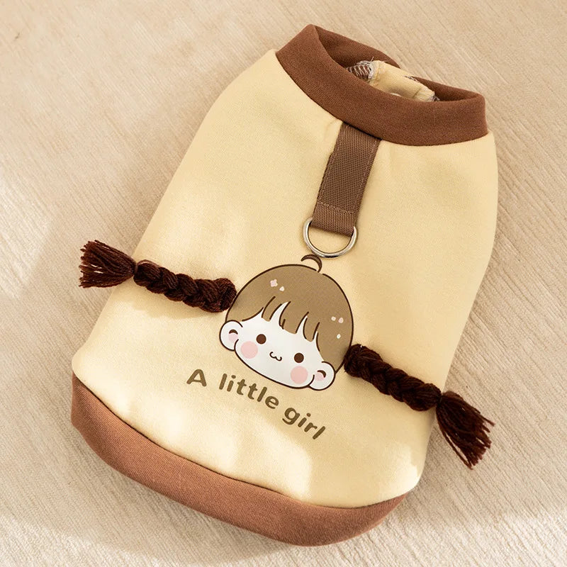 2024 Dog Clothes Cute Dog Hoodies Thin Autumn Winter Dog Coat with D-Ring Striped Print Puppy Sweatshirt Cat Jacket Pet Apparel