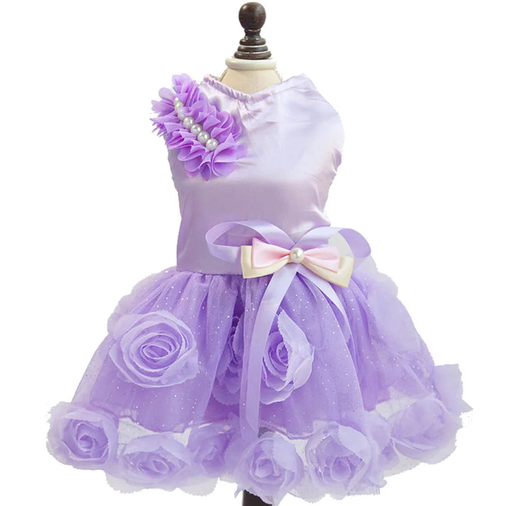Dog Dresses Puppy Wedding Dress Female Dogs Wedding Costume Girl Dogs Rose Dress for Doggy Teddy Chihuahua Pet Princess Clothing