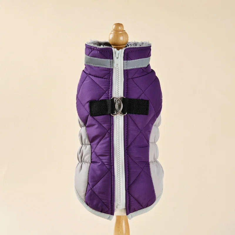 Reflective Dog Winter Jacket with Harness Cold Weather Clothes for Small Medium Dogs Turtleneck Thermal Fleece Lined Dog Coat