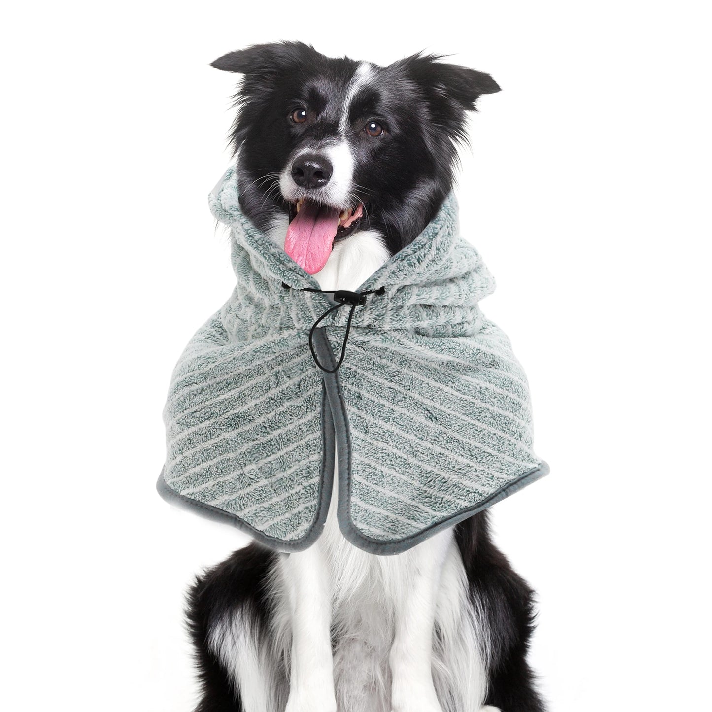 UXCELL Dog Bathrobe Pet Hooded Drawstring Towel Casual Striped Soft Dog Bath Towel Absorbent Dog Coral Fleece Coat Bath Robe