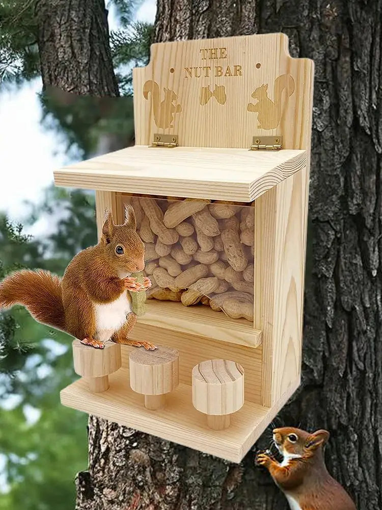 Squirrel Feeders for Outside Wooden Small Pet Window Feeder Nut Bar Feeders Multipurpose Chipmunk Feeder Squirrel Snacker