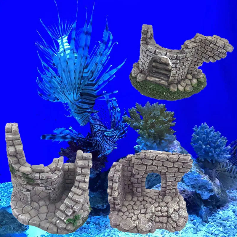 Resin Door Aquarium Decoration Fish Tank Ornament Acuario Rocks for Aquarium Fish Decor For Small Fish Shrimp Shelter House Hot