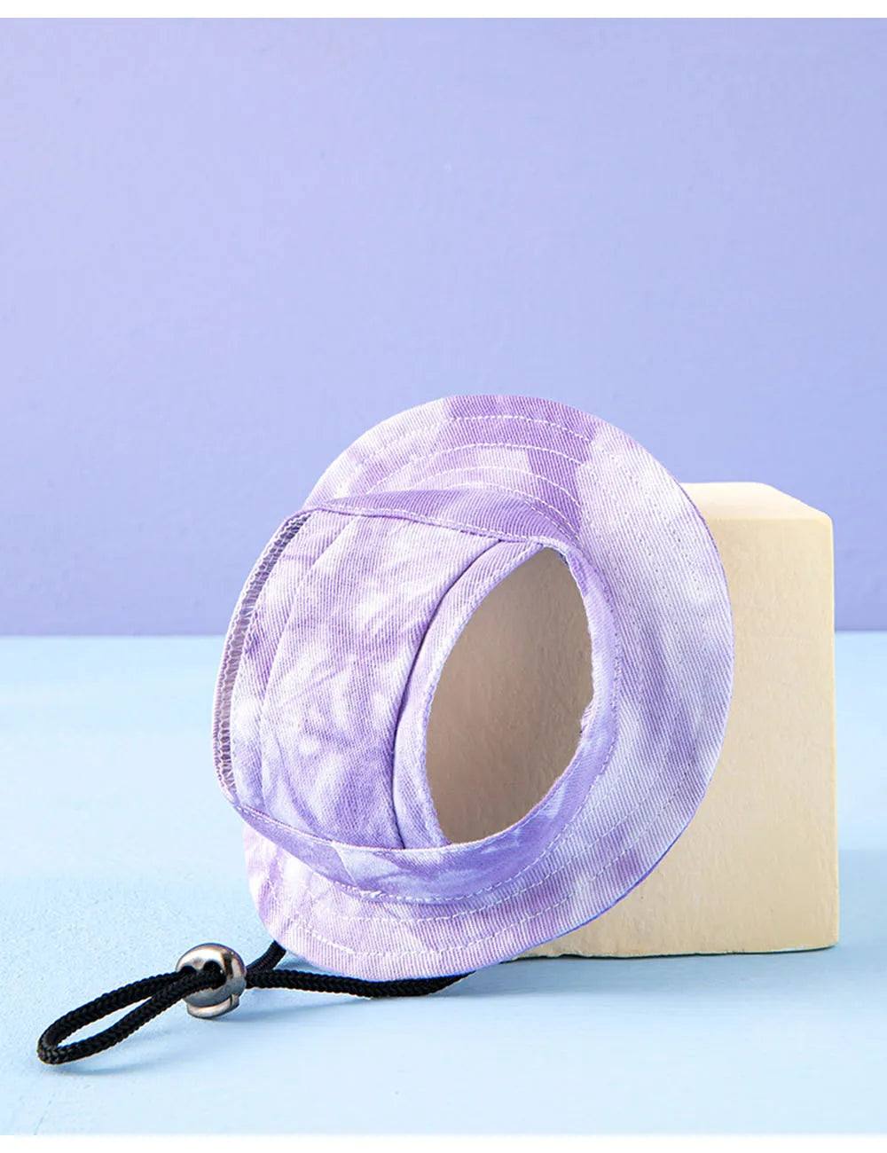 Adjustable Dog Hat Fashion Tie-dyed Pet Bucket Hats with Ear Holes Round Brim Dog Cap Outdoor Sun Bonnet Cat Cap Pet Accessories