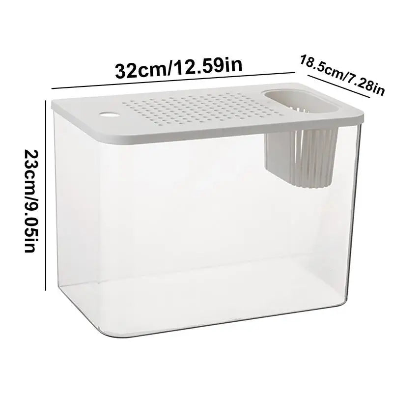 Fish Tank Aquarium Transparent Turtle Tank Aquarium Fish Bowls Small Aquariums Decorative Compact Tank For Turtle Breeding Small