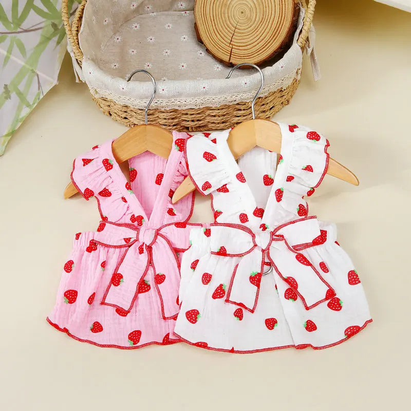 Summer Dog Strawberry Skirt Luxury Vest Suspender Dress Cooling Shirt for Bichon Chihuahua - Dog Outfit Summer Clothing