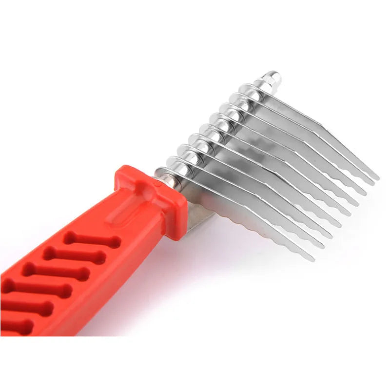 Dog Comb Pet Grooming Tools Dog Rake Comb Trimmer Stainless Steel Cat Dog Comb for Dematting Removing Dead Matted & Knotted Hair