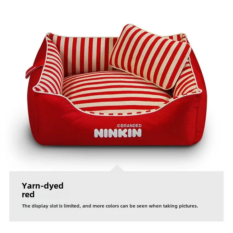 Wholesale Pet Nest Bite Resistant Yarn Canvas Kennel Dog Bed, Teddy Square Dog Bed All Seasons Cat Nest