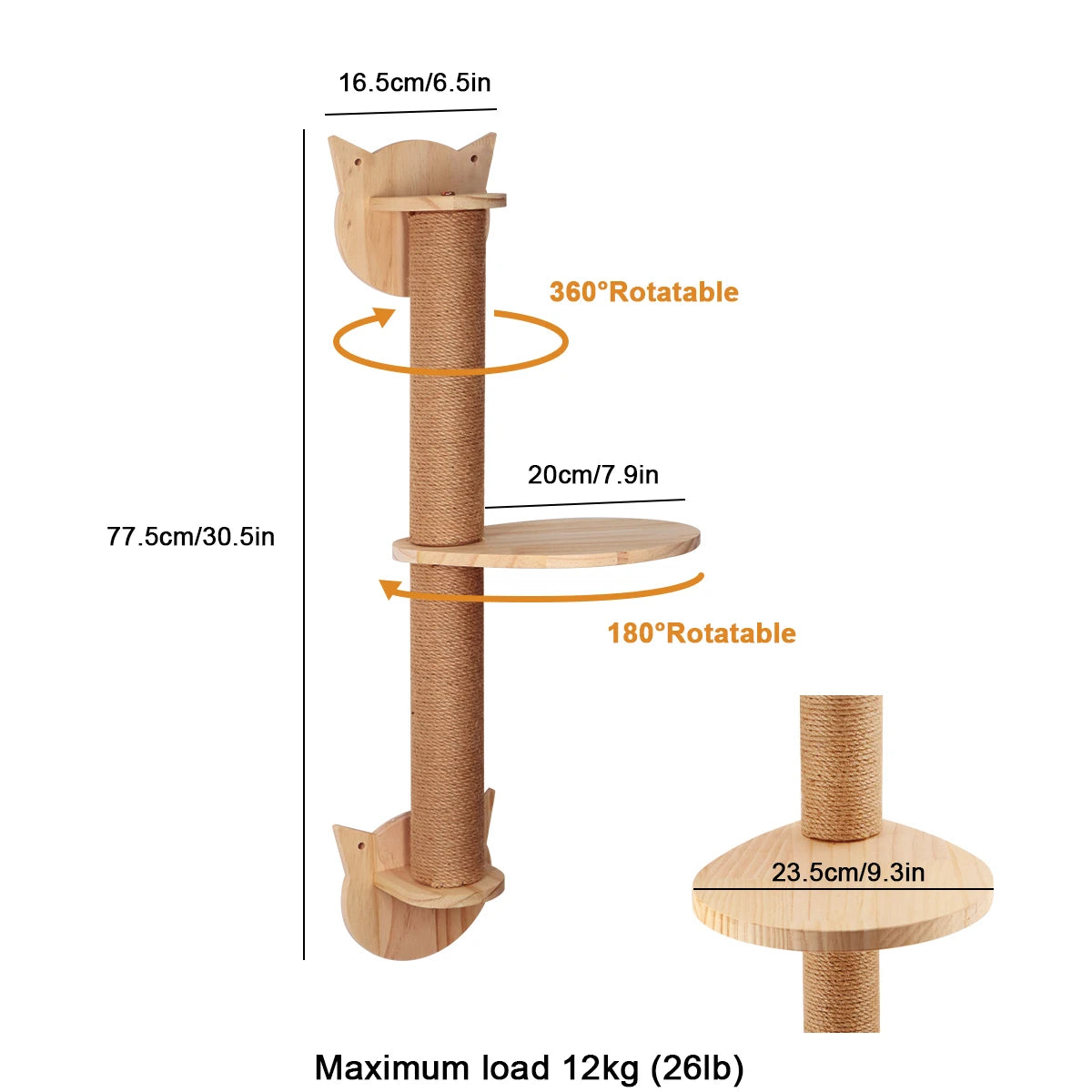 Cat Wall Furniture Scratching Post Cat Hammock with Wooden Structure Cat Ladder for Kitten Cat Tree Tower for Cat Play and Relax