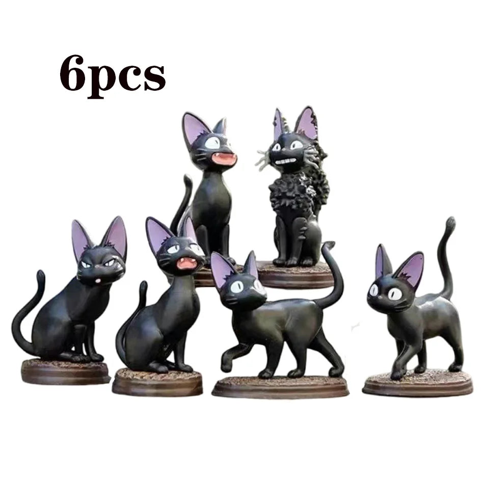 6pcs/set Cartoon Black Cat Jiji Gigi Figure PVC Action Toy Doll Model Set Black Cat Hayao Miyazaki Figure Toy kids birthday gift