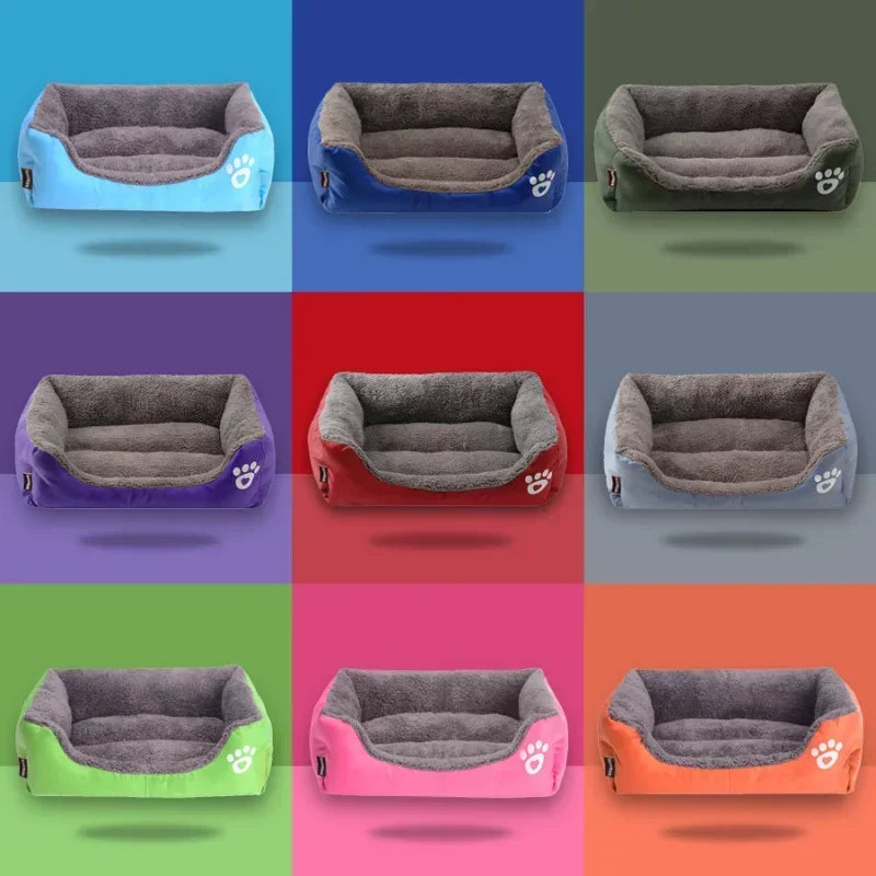 Warm Corduroy Dog Sofa Bed – Plush Fleece Pet Couch with Bolsters