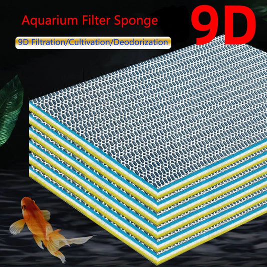 9D 9Layers Aquarium Fish Tank Filter Sponge No Glue Foam Biochemical Cotton Aquarium Filtration Accessories Bio Sponge acuarios