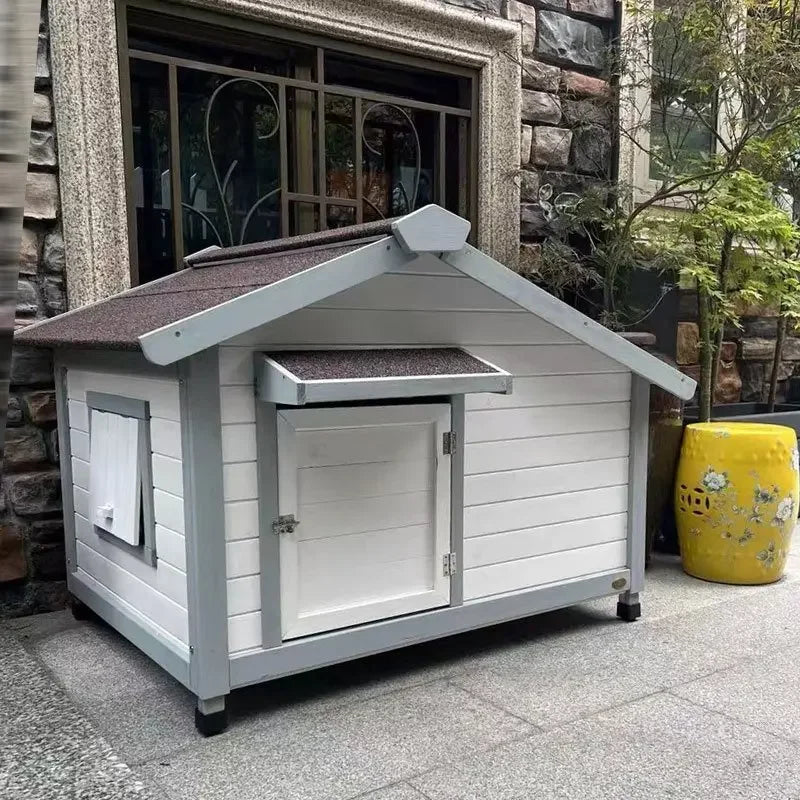 Outdoor dog house dog house Small and medium-sized dog solid wood villa Warm and rainproof in winter Samoyed outdoor kennel
