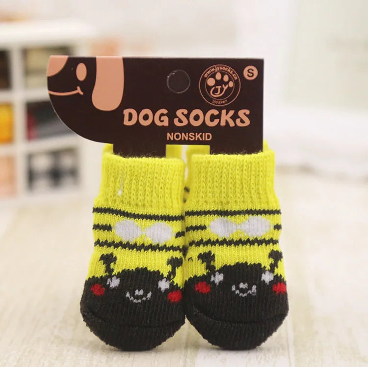 4pcs/Set Dog Shoes For Small Dogs Anti Slip Cat Socks For Cat Cute Dog Socks Pet Chihuahua Dog Clothes Christmas Dog Accessories
