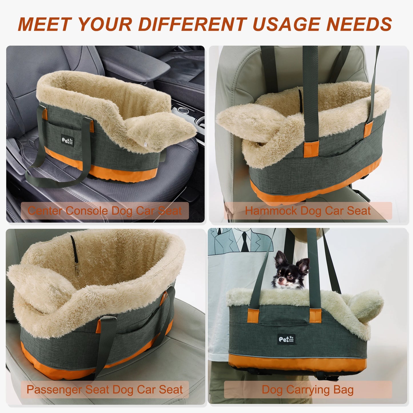UXCELL Console Dog Car Seat Dog Beds Dog Mats Portable Booster Washable Front Seats for Small Pets Warm Sofa for Dogs Cats