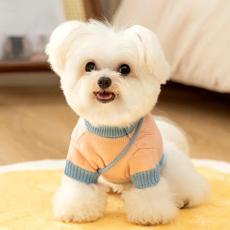 Sweater for Dog Cute Dog Clothes with Bag Autumn Winter Warm Costume Pet Cat Dog Knitted Coat Korean Bichon Chihuahua Clothing