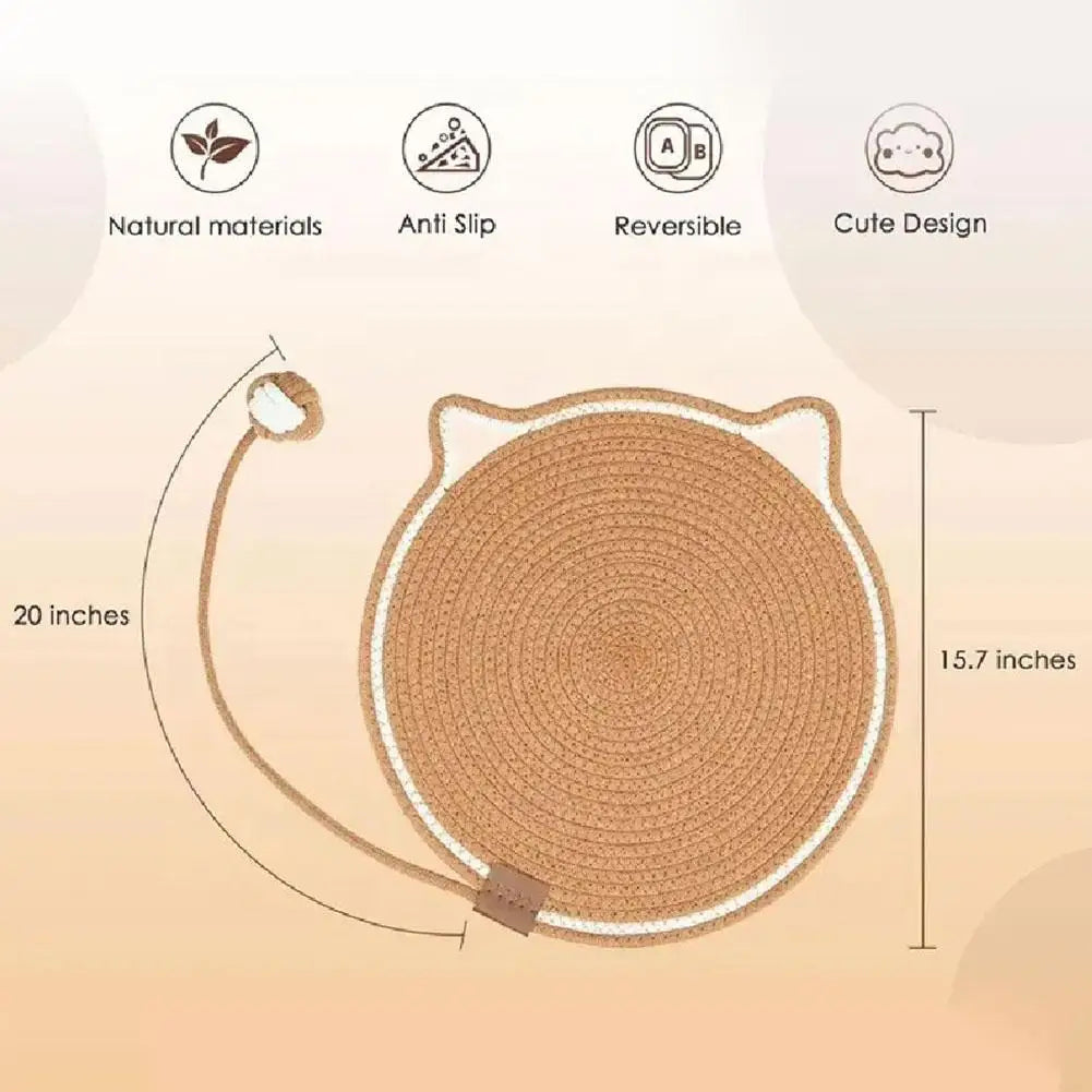 Braided Rope Cat Scratching Pad + Sleeping Pad 2in1 Natural Cotton Rope Material Handmade Comfortable Cat Toy Sturdy and