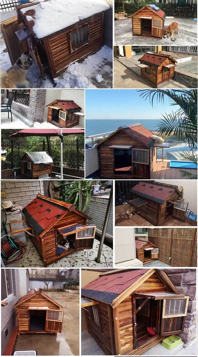 Outdoor Dog House Solid Wood Waterproof Large Dog Golden Retriever Kennel Rainproof Kennel Pet Villa Summer Outdoor Dog House
