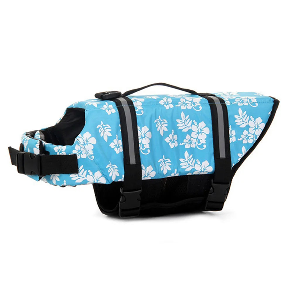 Dog Life Jacket with Reflective Stripe Adjustable High Flotation Dog Life Vest Ripstop Dog Lifesaver Pet Life Preserver Swimsuit