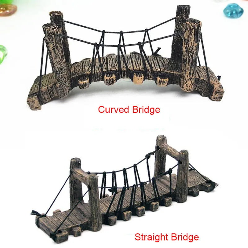 1pc Aquarium Resin Bridge Decoration Rocks Fish Tank Ornaments Decor Landscaping Rockery Mountain Bridge Hiding Cave Accessories