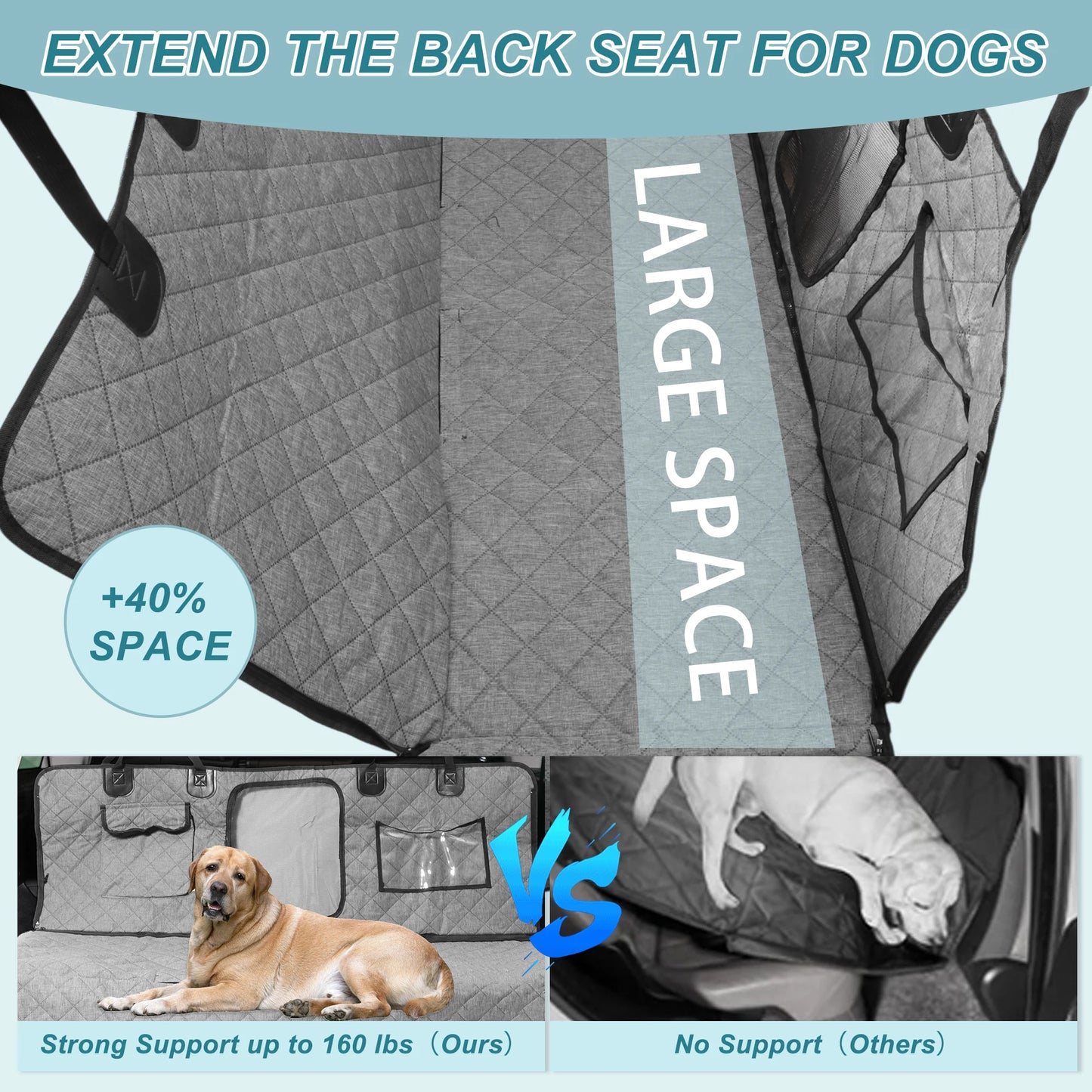 UXCELL Dog Car Seat Cover for Back Seat Cationic Fabric Dog Beds Mats Waterproof Hammock Nonslip Washable Pets Beds Mats
