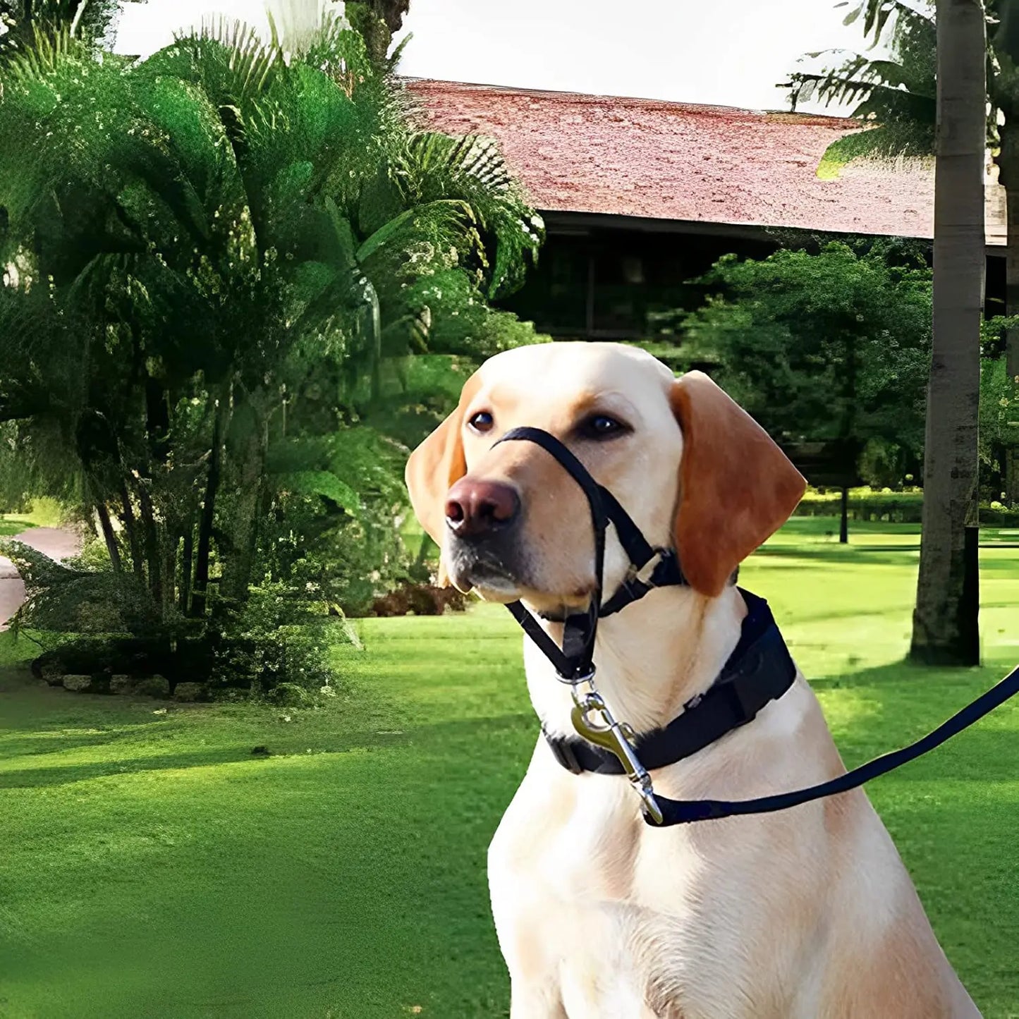 Nylon Dog Muzzle for Small Medium Large Dogs Adjustable Anti Barking Biting , Control Pet Leader Dog Head Collar Halter Leash