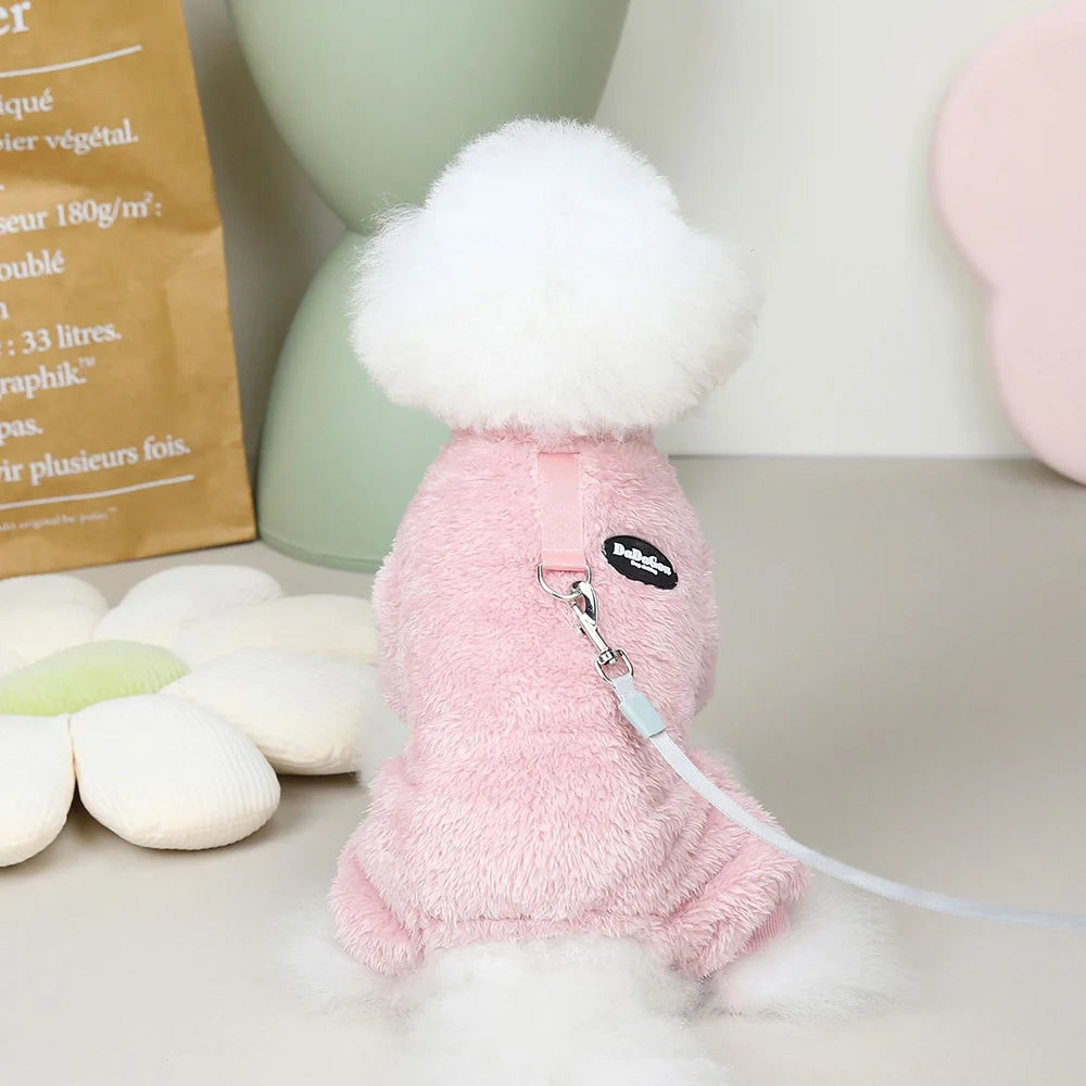 Fleece Pet Clothing Autumn Winter Warm Dog Jumpsuit Pajamas For Small Dogs Bichon Pomeranian Clothes Puppy Dog Cat Overalls Coat
