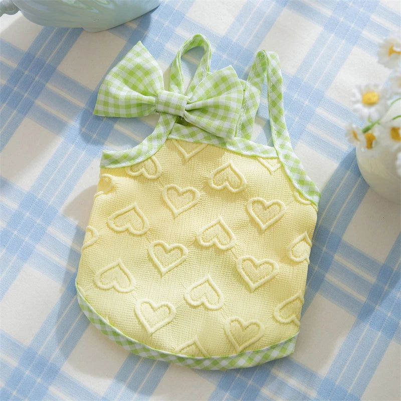 Sweetheart Bow Tie Hairpin Pet Dog Clothes Countryside Leisure Summer Vest for Small Puppy Soft Cotton Chihuahua Cat Clothing
