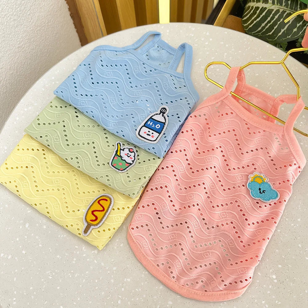 Spring and summer small dog clothing minimalist suspender thin breathable small and medium-sized dog pet cat clothing supplies