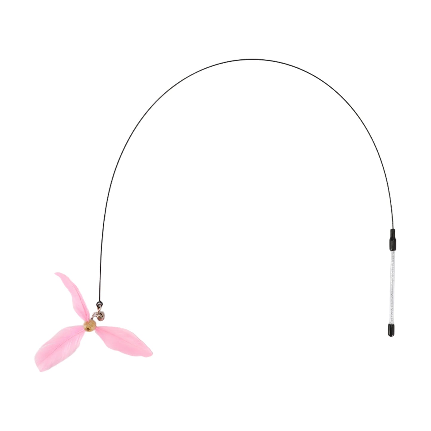 Uxcell Handheld Cat Teaser with Bell Fluffy Plume Teasing Sticks Flexible Fishing Rod Toy Indoor Scratching Pet Supplies
