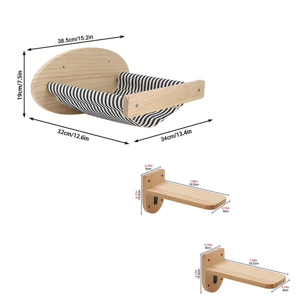 Cat Wall Mounted Climbing Shelves Cat Bed Hammock Bridge Stairway Ladders For Cat Playing & Relaxing House For Cats Tree Tower