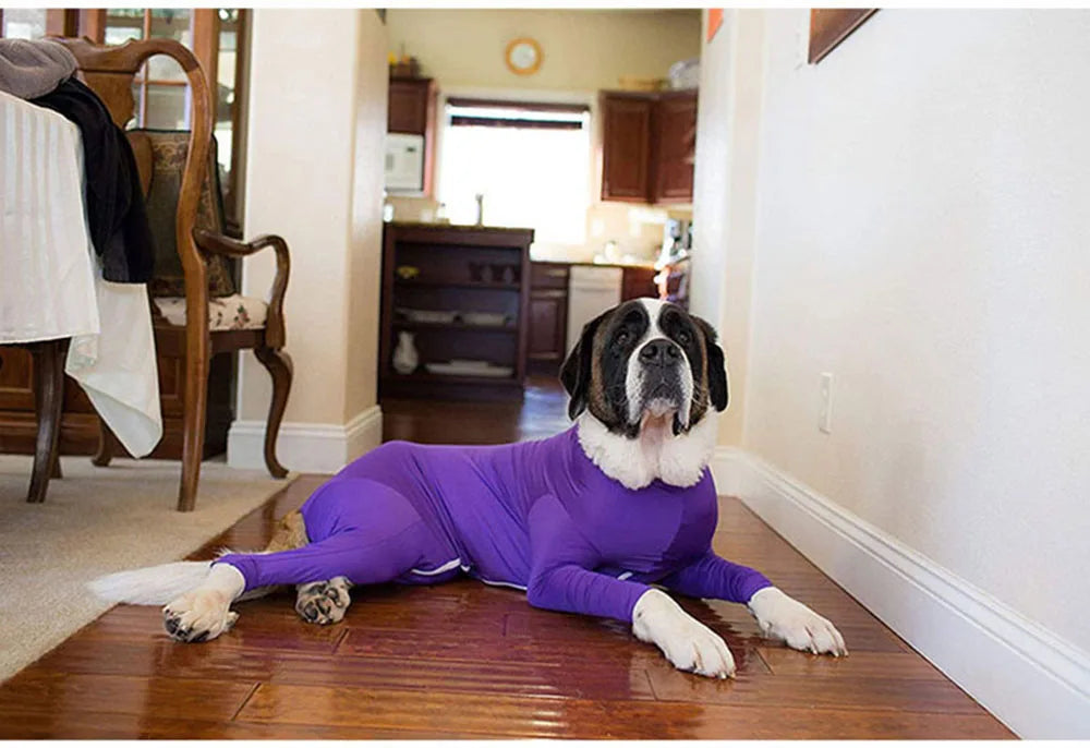 Dog Onesie Clothes Shedding of Dog Hair for Home Car Travel Anxiety Calming Shirt Surgery Recovery Body Jumpsuit for Large Dogs