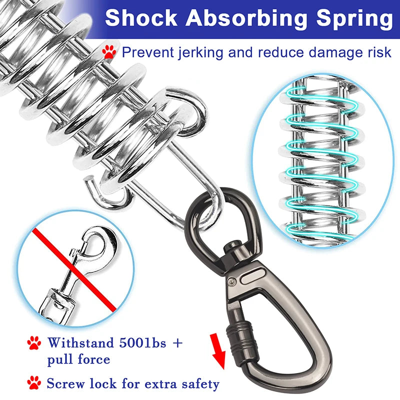 Tie Out Cable Dog Leash with spring Durable Anti-Bite Two Head dog Leash, Outdoor Dogs Leash Belt For Small Medium Dog Walking