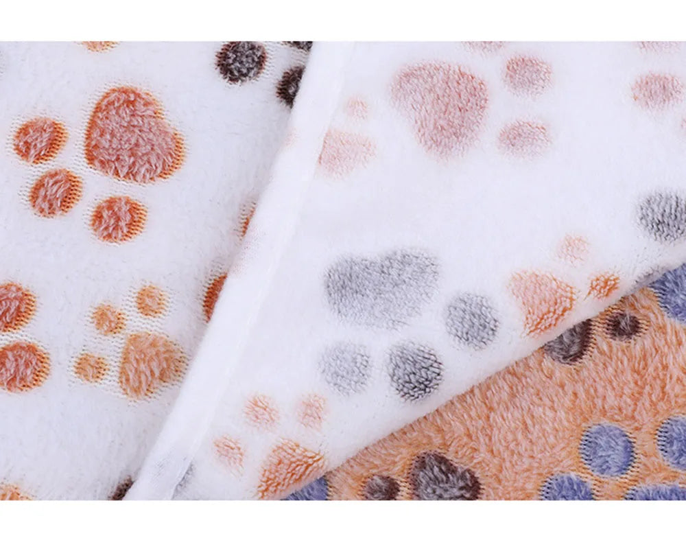 Pet Blanket Dog Puppy Blanket Paw Print Fleece Blanket for Small Medium Large Pet Dog Cat Warm Soft Sleep Mat Doggy Bed Blanket
