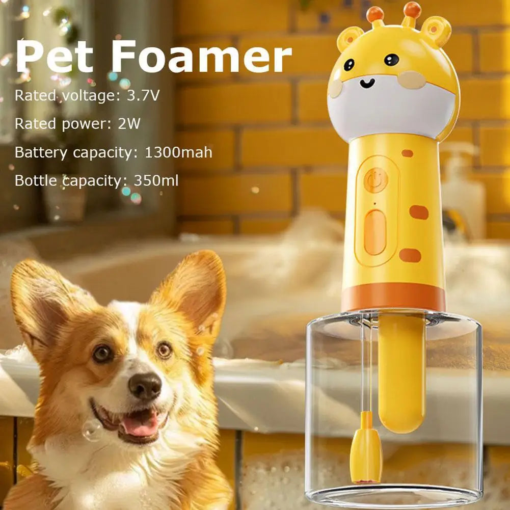 Cute Giraffe Dog Shower Gel Electric Foaming Machine IPX6 Waterproof Fully Automatic Soap Dispenser USB Charging Dog Bathing Hel