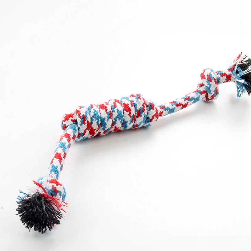 1Pcs Cotton Chew Pets dogs Toys Puppy Durable Braided Bone Knot Rope 27CM Tooth Cleaning Tool Pet Products Dropshipping Center