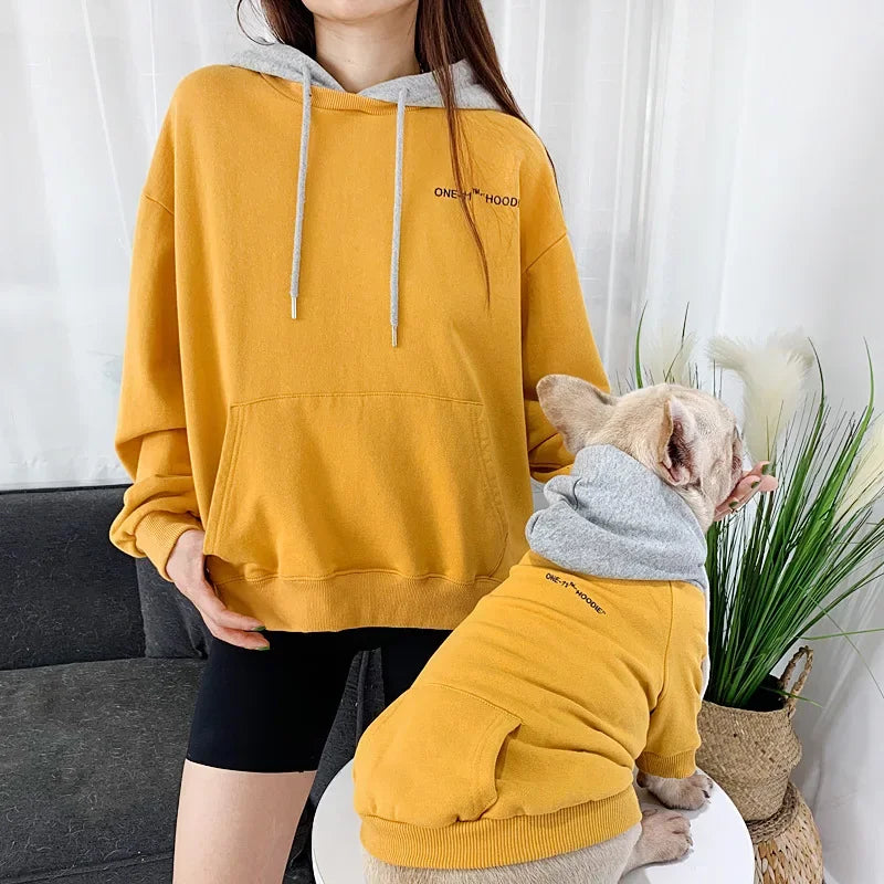 The New Pet Clothes Dog Clothes Parent-child Wear Spring and Autumn Korean Version Pure Cotton Hoodie Four Colors Seven Sizes