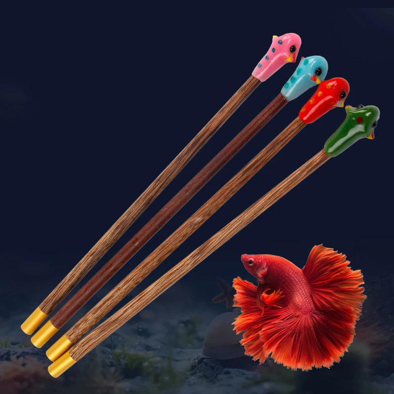 Aquarium Betta Training Wand Wooden Playing Stick Active Healthy Betta Fish Equipment Resin Fish Decoration Fish Stick New