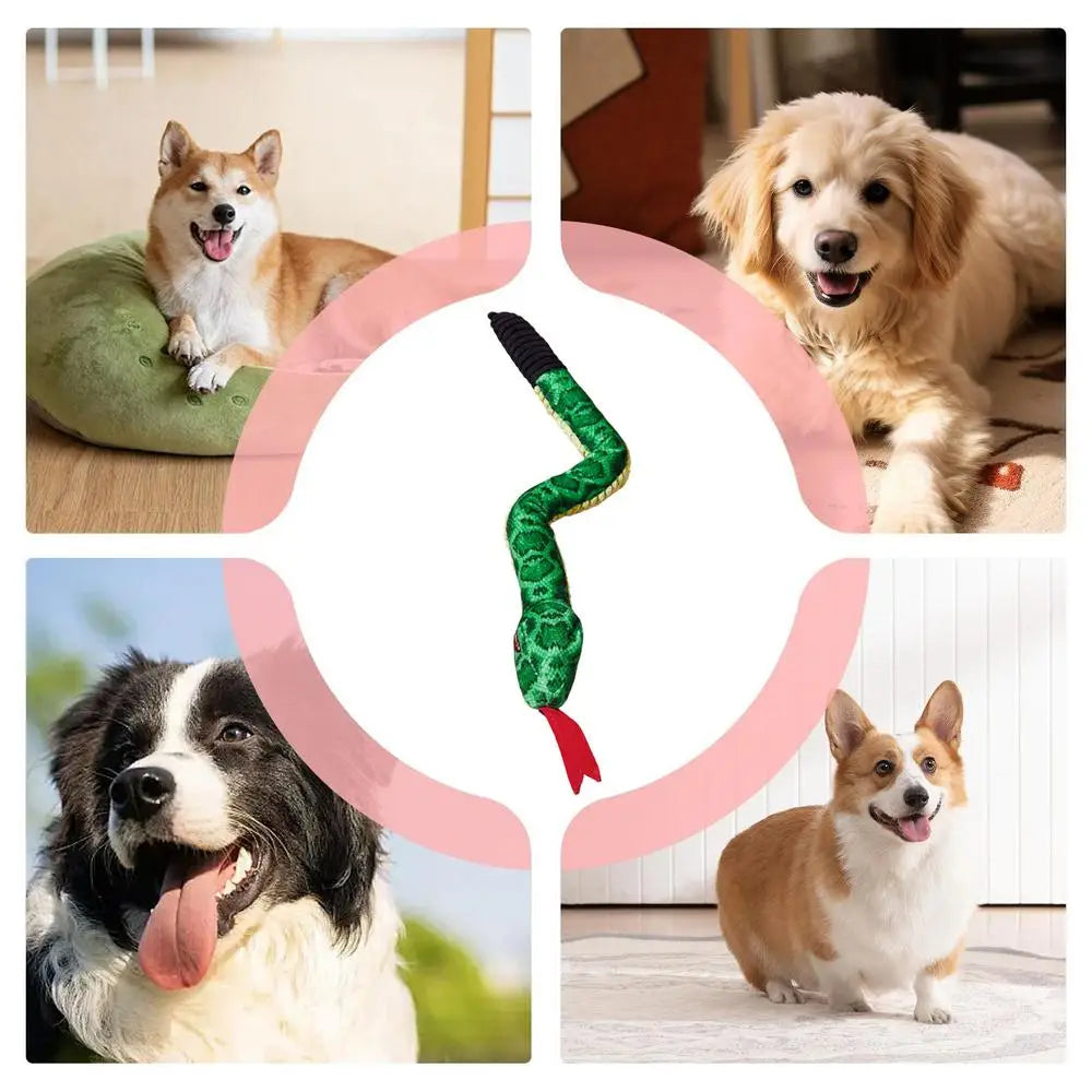 Squeaky Snake Dog Toy Plush Cute Dog Chewing Toy Stuffed Animal Bite-resistant Sounding Paper Animals Chew Toy For Puppy Dogs