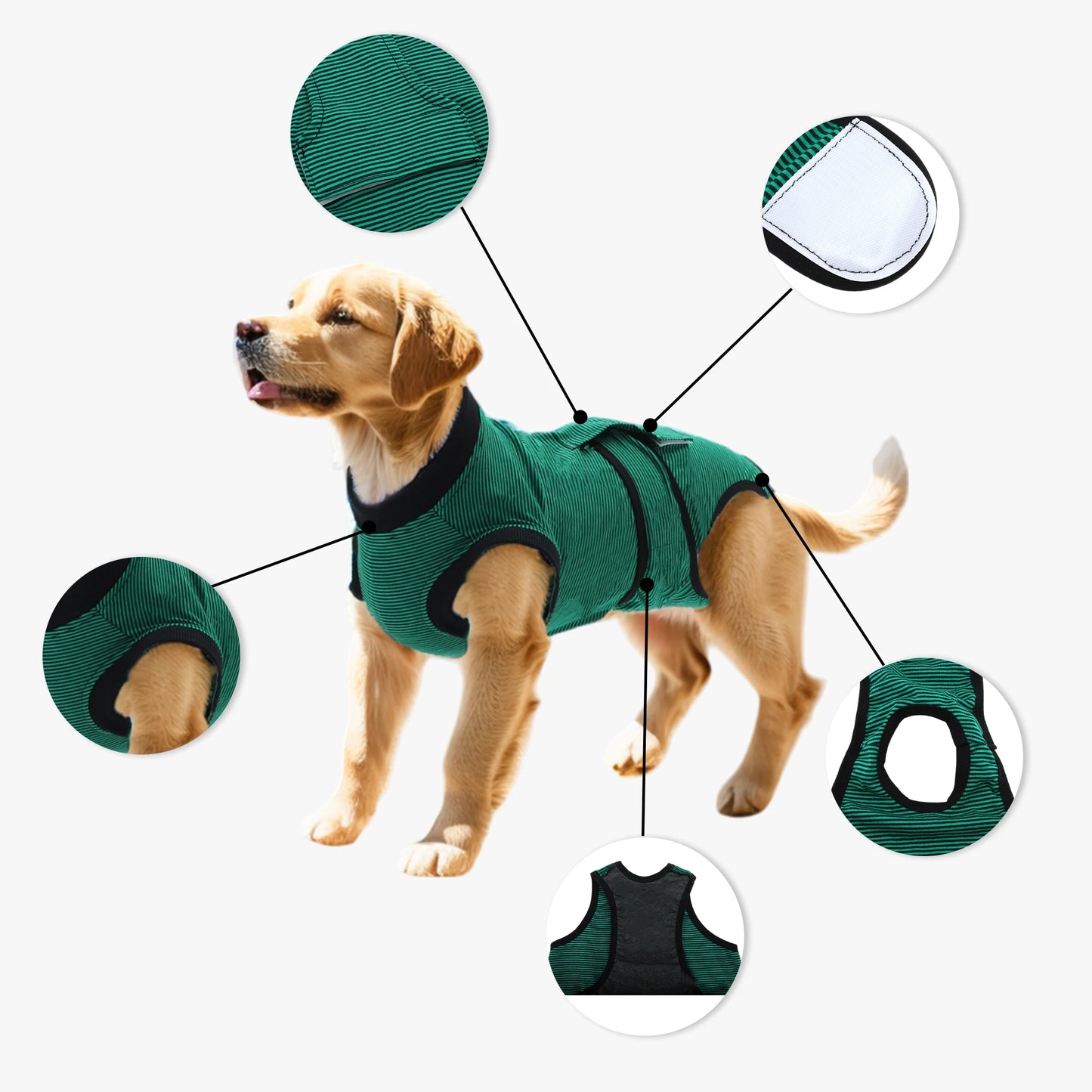 UXCELL Pet Recovery Suit Wound Protective Clothes for Dogs Cats After Weaning Pet Recovery Striped Shirt Surgical Clothing