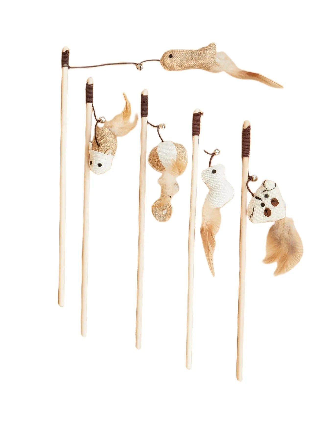 Cat Toy Cat Teaser Sticks Wooden Pole Tease Cat Stick Mouse Bell Tease Cat Stick Cat Self Hi Interactive Cat Toy