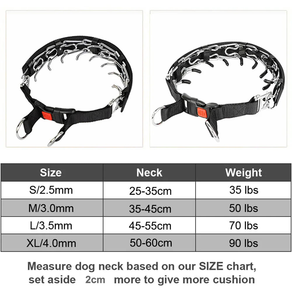 Pet Prong Collar for Dogs Adjustable Dog Choke Pinch Training Collar with Rubber Tips & Nylon Cover for Small Medium Large Dogs