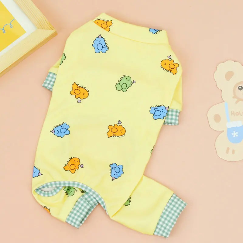 Striped Pet Dog Jumpsuit Spring Autumn Medium Small Dog Clothes Cute Bear Pattern Pet Pajamas Kitten Puppy Sweatshirt Dog Coat